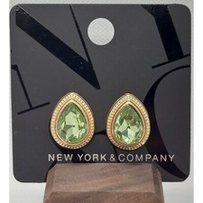New York & Company Peridot Color Tear Drop Gold Tone