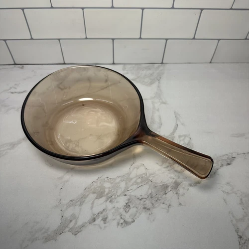 Pyrex Corning Vision Ware AMBER Brown Glass .5 L Sauce Pan Pot - No Lid