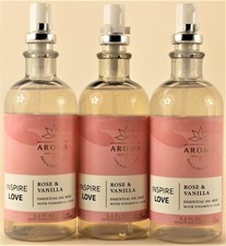 QTY 3 - Bath Body Works INSPIRE LOVE - ROSE VANILLA Essential Oils Mist 5.3oz