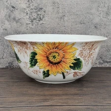 Maxcera Salad Serving Bowl Sunflower Yellow Orange Large Dish 12"