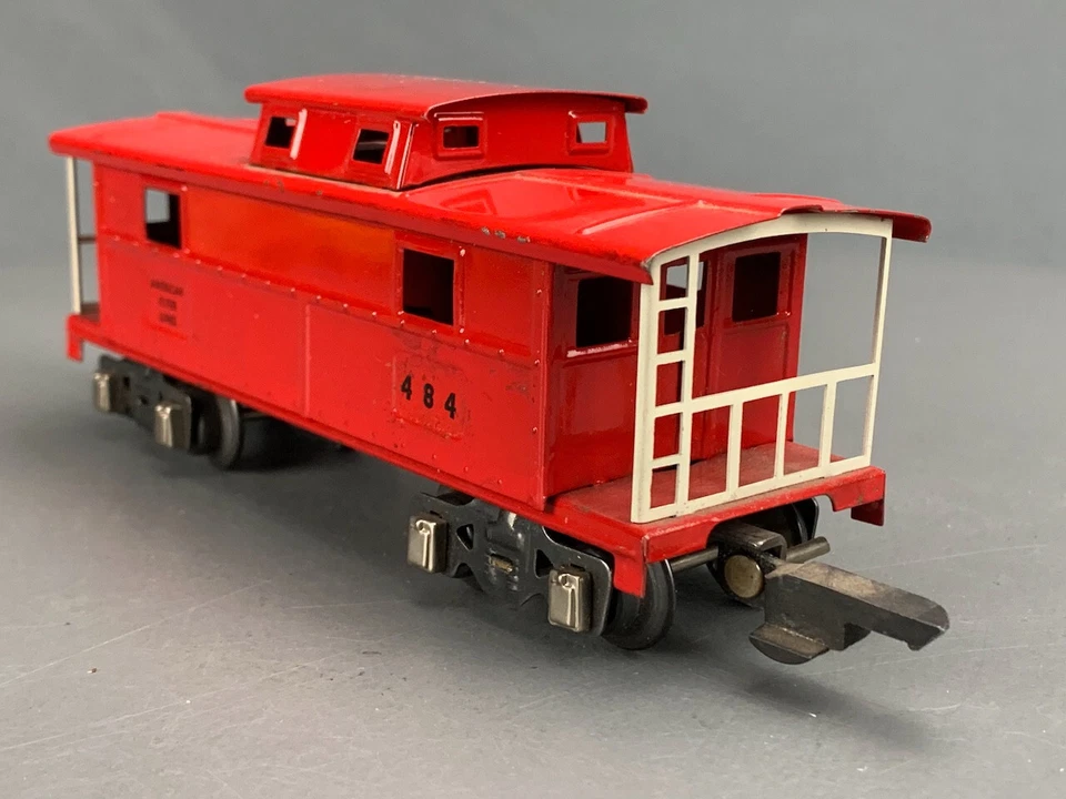 American Flyer Prewar Tinplate #484L Caboose, Red, Illuminated S0148 - Image 4 of 4