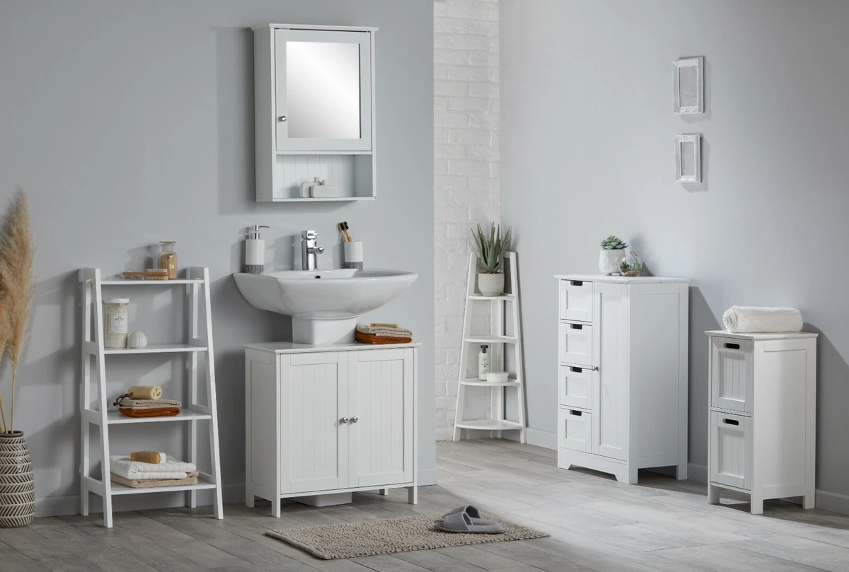 White tongue and cheap groove bathroom cabinet
