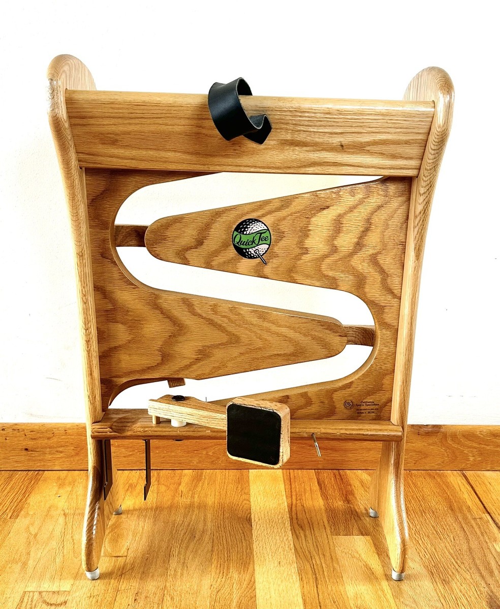 QUICK TEE GOLF BALL DISPENSER Solid Oak Wood w/Carrying Strap No