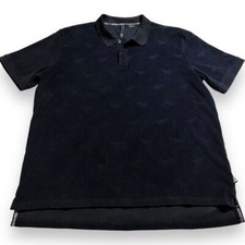 Paper Planes Polo XL RARE Black Jacquard Terry Embossed Shirt