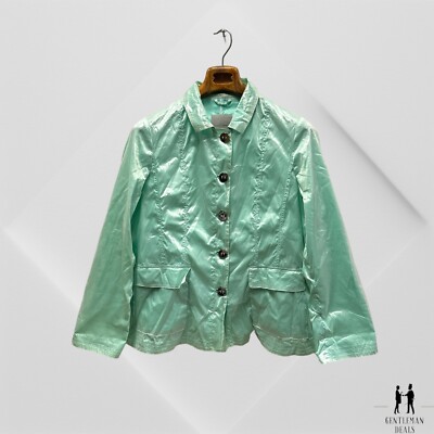 Violanti Avenue Lapel Collar Coat Jacket Lightweight Candy Green Shiney 50 IT L