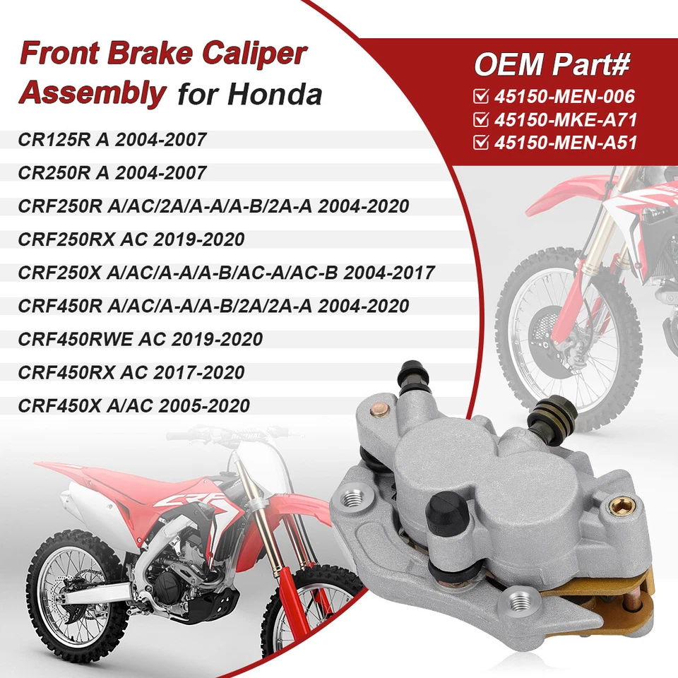 Pinza de freno delantera con pastillas para Honda CRF250 CRF250R CRF250RX CRF250X 2004-2020 Foto 3 de 4