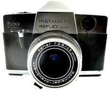 Vintage Kodak Instamatic Reflex 062 35mm Camera w/Leather Case Flash, used TT