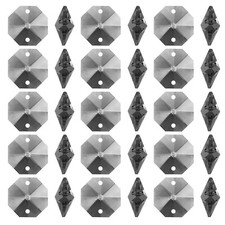 K9 Crystal Octagon Beads 2 Holes 100 Pack 14mm Chandelier Prisms, Clear Black