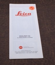 1991 Leica Leitz Photographic Equipment Price List