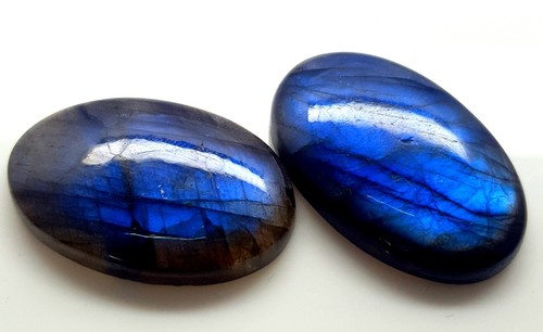 93.10 Cts 100% Natural Labradorite Blue Flashy Oval Cabochon Gemstones Lot SQ-65 - Picture 2 of 4
