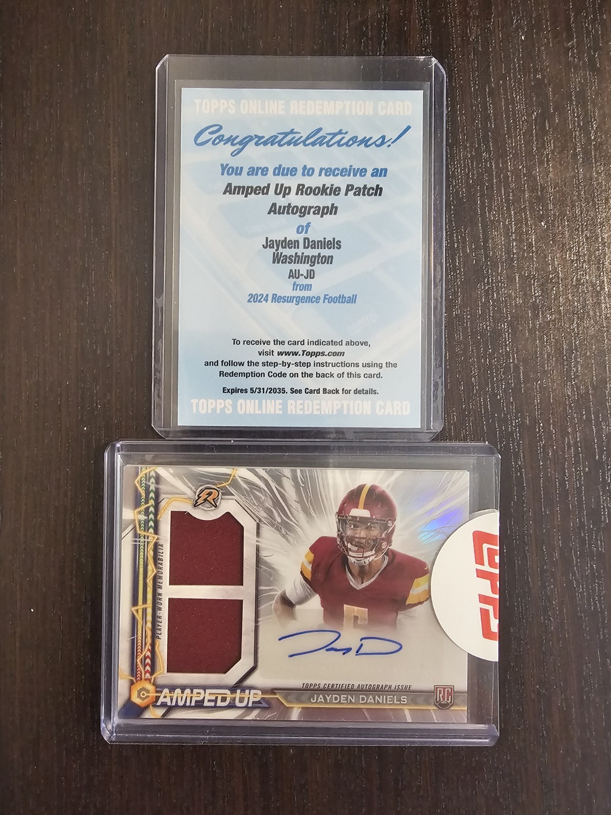 Jayden Daniels Topps Resurgence Amped Up Rookie Patch Auto Redeemed