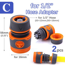 2PCS 1/2" 3/4" Garden Hose Adapter with 16Mm Quick Connector Stop Coupler Joints