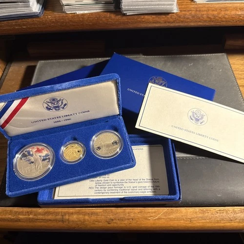 1986 US Mint Liberty Coins Proof Set - $5 Gold, $1 Silver, $0.50 Copper-Nickel