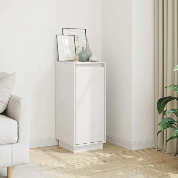 Sideboard Weiß Massivholz Kiefer 31,5X34X75 Cm Landhausstil-image