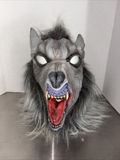 Vintage Adult Sized Full Head Rubber Werewolf Halloween Mask with Realistic Fur