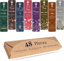 48 Pieces Bible Bookmarks with Hollow Cross Christian Scripture Bookmark reading