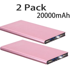 2 PACK 20000mAh Power Bank for Heated Vest Jacket Scarf USB Charger Battery Pack