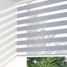 Cordless Zebra Blinds for Windows, Free-Stop Roller Windows Shades with Casse...