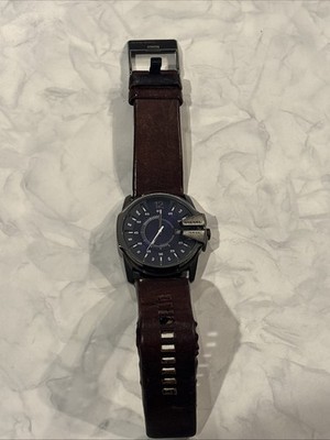 Diesel Watch Men 46mm Blue Dial Round Date DZ-1618 New Battery 