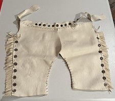 Vintage Leather Chaps Children  s White Western Suede Costume Cowboy cap gun