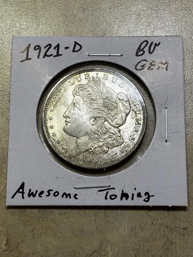1921-D Morgan Silver Dollar ☆  BEAUTIFUL SILVER COIN ☆ BU GEM ☆ Awesome Toning!