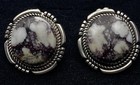 Large Handcrafted Navajo Sterling and Wild Horse Magnesite Stud Earrings — photo 1