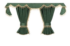 LKW Vorhänge MAN TGX TGS TGL TGA TGM 7tlg Set grün hellbraun inkl. Borde & Haken