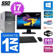 PC Tour Dell 990 Ecran 27" Intel Core i7-2600 RAM 16Go SSD 240Go Windows 10 Wifi