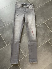 Jeans Jeggins Grau Pailletten Pink Stretch Größe S