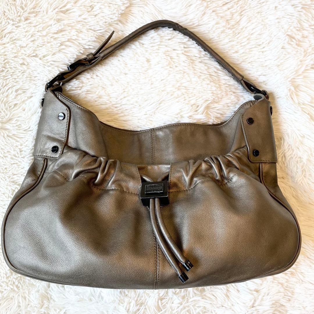 Burberry Bronze Leather Semi Shoulder Bag Drawstring Hobo Handbag Women thumbnail 20