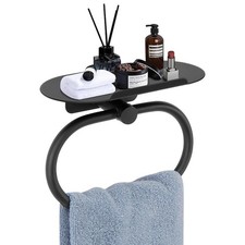 Siyzda Hand Towel Ring with Shelf, 304 Stainless Steel Hand Towel Holder, Heavy