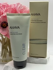 AHAVA Time To Clear Purifying Mud Mask – 3.4 oz / 100 mL – New in Box ~ Sealed!