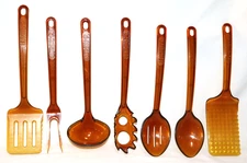 Lot Of 7 Vtg ULTRATEMP  400° Amber Kitchen Cooking Utensils Robinson Knife Co