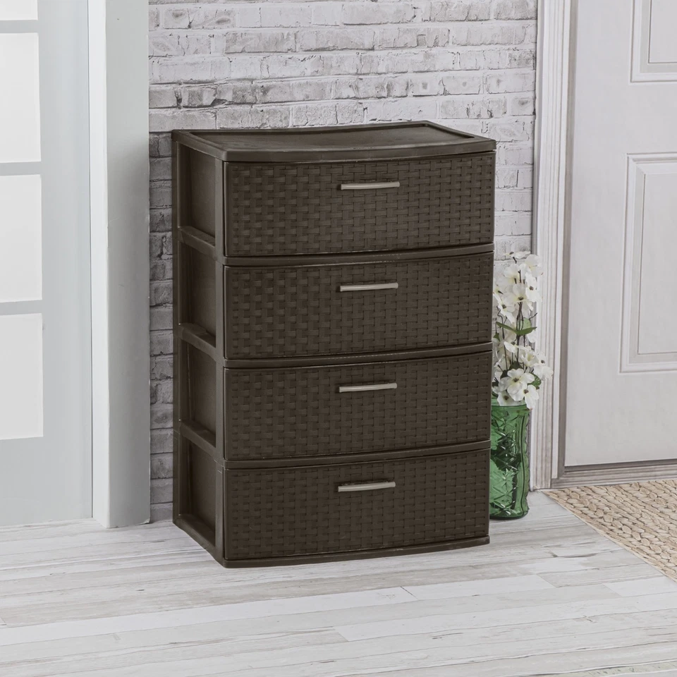 Paquete de 2 torres de tejido esterilitas | 4 cajones | Diseño ancho | Espresso Foto 2 de 4