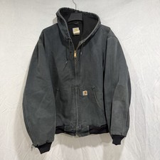 Vintage Carhartt Thrashed Sun Faded Black Canvas Distressed Jacket Workwear Coat