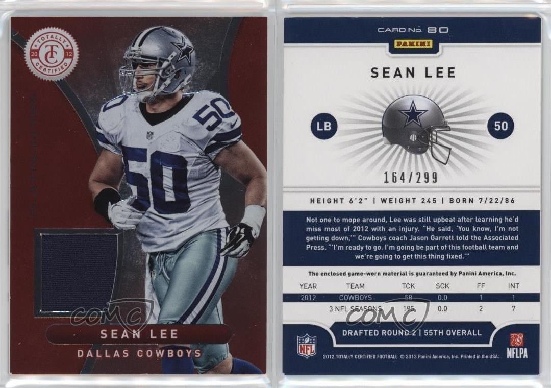 2012 Totally Certified Materials Platinum Red 164/299 Sean Lee #80 1kn1 thumbnail 3