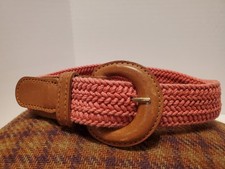 Ginnie Johansen Inc Dallas Vintage 80s Red Braided Belt with Tan Leather Accent
