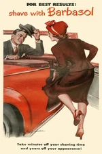 🪒 Midcentury Barbasol Shaving Poster - Vintage 1950s Art Print - 24x36” -