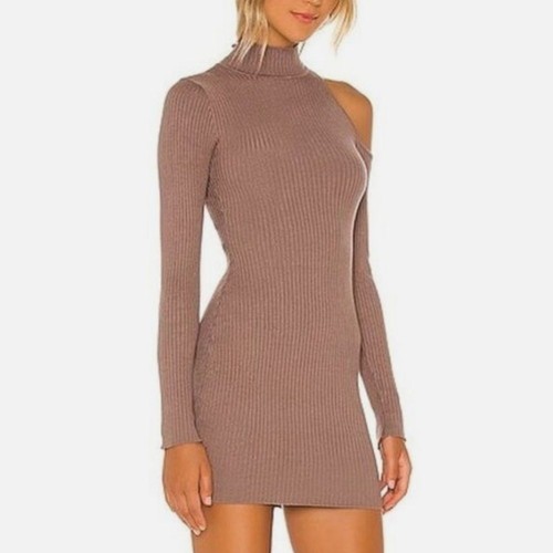 NBD Revolve Damen Moira Cut Out Bodycon Langarm Kleid Mokka Kleid Gr. Small - Bild 2 von 9