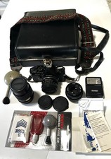 Vivitar XV-2 SLR Vintage 35mm Film Camera with 50mm Lens, 2 Extra Lens, Flash