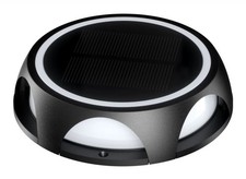 Outdoor Light Black True Solar Ground Or Wall Round 3000K IP65 1.2w 70lm