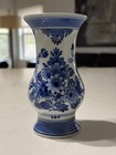 1982 Royal Delft Hand-Painted Floral Vase De Porceleyne Fles w/ Original Certif.