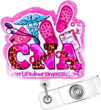 CNA Badge Reel for Certified Nurse Assistant Holder Retractable with ID Clip; Bl