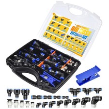 Air Line Quick Connect Fittings Kit 53 Pcs 1/8 1/4 3/8 1/2 Push to Connect