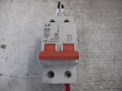 LS Circuit Breaker BKN C 10 400V 10A 2P *Missing (1) DIN Rail Mount* Used