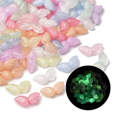 20 Glow in the Dark Butterfly Beads Mixed Green Acrylic Bulk Jewelry Making 22mm
