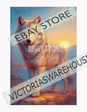 1000 piece jigsaw puzzle Wolf golden rustic wildlife open field