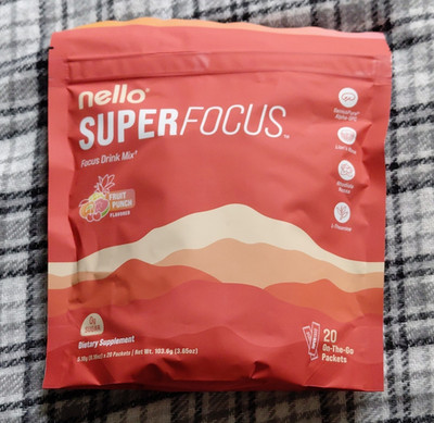 nello Superfocus Focus Drink Mix Powder 0g Sugar Fruit Punch 20ct 3.65oz