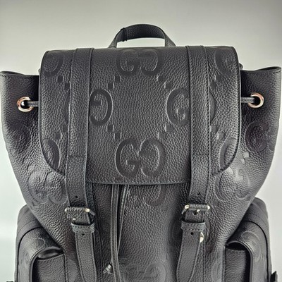 GUCCI $3980 Black Jumbo GG Leather Large Backpack New & Authentic