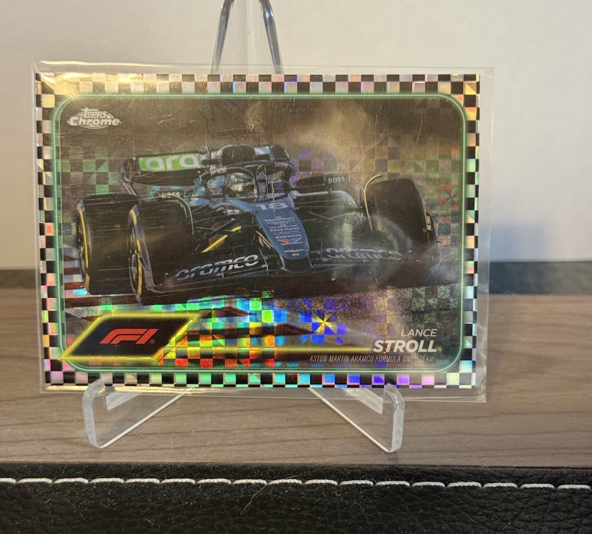 Lance Stroll 2024 Topps Chrome Formula 1 Checker Flag Refractor F3 #84